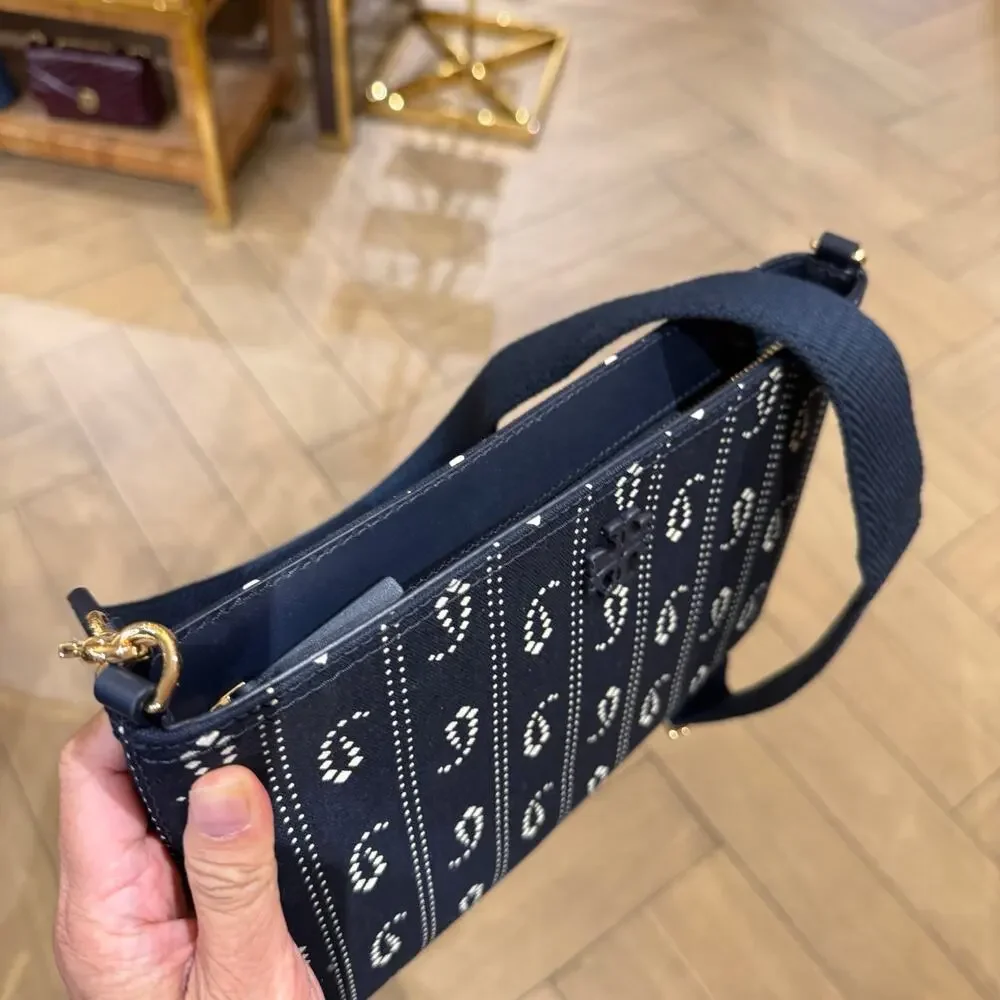 Tory Burch Blake Printed Swingpack 182388 Medium Navy $400